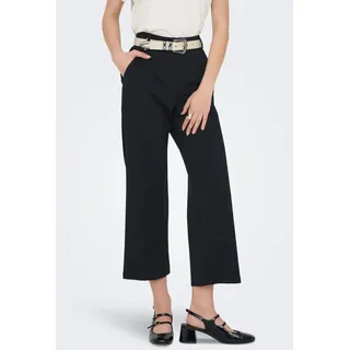 Culotte ONLY "ONLPOPTRASH LIFE MW STRAIGHT CULOTTE PNT", Damen, Gr. L, N-Gr, schwarz, Milano Rib, Obermaterial: 63% Viskose, 32% Nylon, 5% Elasthan, unifarben, regular fit knöchelfrei, Hosen Culotte, elastisches Bündchen hinten