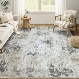 Cinknots Teppich Wohnzimmer Outdoor Teppich,Waschbar Weiche rutschfeste,Moderner Abstrakte Teppiche Passend für Wohnzimmer,Schlafzimmer und terrasse,Braun/Grau/Multi,160 x 200 cm