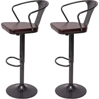 Barhocker mit Lehne Sitzhöhe 63-83cm Armlehne Tresenhocker Barstuhl Industrial drehbar Vintage Schwarz-braun höhenverstellbar - Braun