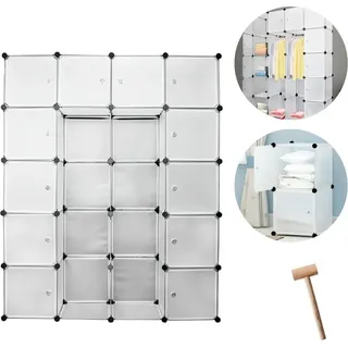 Jiubiaz Kleiderschrank Kinderschrank Regal Stabil DIY Steckregal Garderobe Kreativität - Weiß
