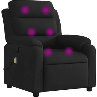 Massagesessel Schwarz Stoff, manuelle Liegefunktion, Vibration, 75x100 cm, 110 kg Tragkraft - Schwarz