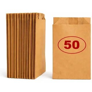 VEZODEK 50 Stück Papiertüten Klein Mini 20x12cm, Es Kann wie Verwendet Werden Kraftpapier, Geschenktüten Kindergeburtstag, Butterbrottüten,Süßigkeiten