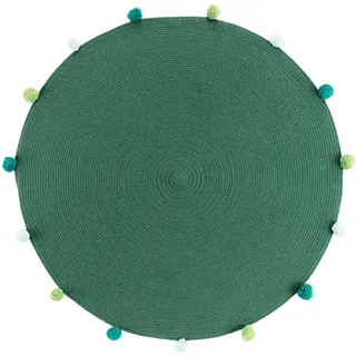 Douceur d'intérieur Pompomparty Kinderteppich Ø 90 cm Grün
