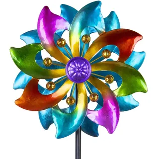 DREAMYSOUL Windspiel für den Außenbereich, Metall, 94 cm, kinetische Windspiele, Bunte Windskulptur, Hofkunst für Garten, Terrasse, Rasen, Dekoration