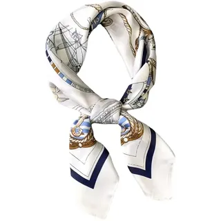 Tiardey Seidenschal Damen Bandanas für Damen Satin Quadratischer Schal Damen Halstücher Gedrucktes Muster Weiß Nautisch 1St
