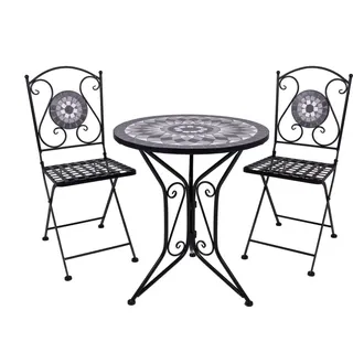 Garden Pleasure Balkonset Jalua 3-tlg. Grau/Schwarz/Weiß