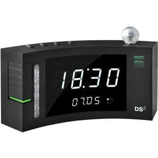 Humantechnik DS-2 digitaler Licht/Blitzwecker mit lautem Alarm für Schwerhörige, schwarz