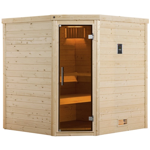 Bild von Sauna »Turku«, (Set), 7,5 kW-Ofen mit digitaler Steuerung, beige