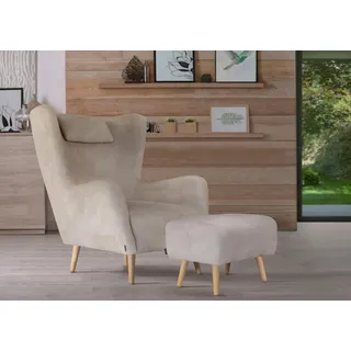 Sessel »Telford auch in Fellimitat, Sessel B/T/H: 77/92/106 cm«, wahlweise mit und ohne Hocker, in vielen Bezugsqualitäten, beige