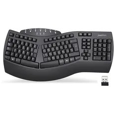 Perixx PERIBOARD-612 Teclado ergonómico - Diseño dividido - Inalámbrico DE 2,4 GHz y Bluetooth - Para Windows y macOS - Negro - Disposición QWERTY español Con Ñ