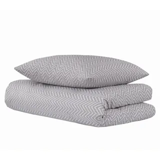 SCHIESSER Grebur Zickzack Baumwolle Hellgrau 155 x 220 cm + 80 x 80 cm