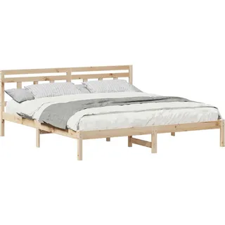 vidaXL Bettrahmen Braun 200 x 200 cm Massives Kiefernholz - Beige