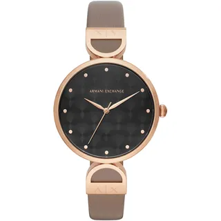 Diesel Armani Exchange Damen Analog Quarz Uhr mit Leder Armband AX5329