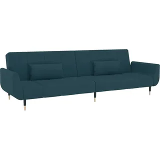 Schlafsofa 2-Sitzer mit 2 Kissen Blau Samt - Blau