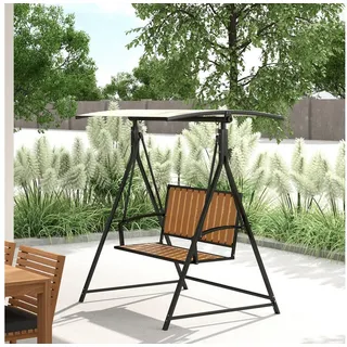 Outsunny Hollywoodschaukel mit verstellbarem Sonnendach, 2-Sitzer Gartenschaukel, wetterfest belastbar bis 240kg, 142 x 112 x 162cm, Schwarz