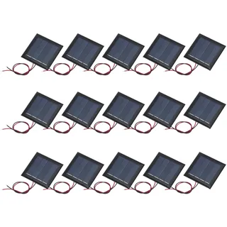 QUARKZMAN 15 Stück 0.26W 2V 130mA Mini Solarpanel, 54x54mm Mikro Zellen Sonnenkollektor Polykristallines Solarpanel mit 2 Kable für Sonnenenergie DIY Spielzeug Akku-Ladegerät