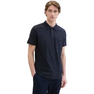 Poloshirt TOM TAILOR, Herren, Gr. S, blau (sky captain blau), Jersey, Obermaterial: 100% Baumwolle, Strukturmuster, regular fit taillenbedeckt, ohne Ausschnitt, Shirts Poloshirt, mit Struktur