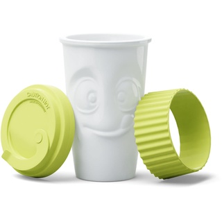 FIFTYEIGHT PRODUCTS / Becher ToGo „Lecker“ (Porzellan, 400ml, Limette, Made in Germany)