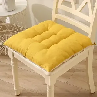 Xiyocadt 2er Set rutschfest Baumwoll-Leinen-Sitzkissen Cozy Mit HaltebäNdern, Weiche Stuhlkissen Weich Und Bequem Sitzkissen Stuhl for Home Office Car (30X30cm,Gelb)