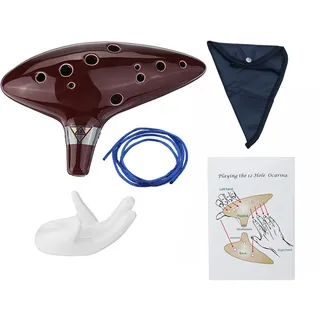Alnicov Okarina mit 12 Löchern Alt-C-Okarina mit Getting Started Guide Display Ständer und Schutztasche, braun
