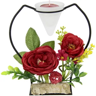 Flair Flower Teelichthalter 17 x 19 cm rot