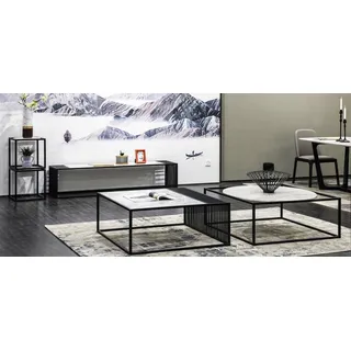 Beistell Tische Couch Tisch Sofa Wohn Zimmer Klassiker SET Marmor 2x Design Neu - Schwarz