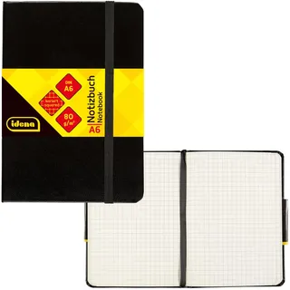 IDENA Notizbuch A6 kariert Schwarz