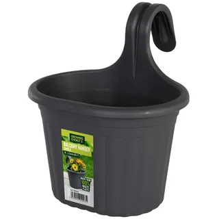 Tildenet Gardenware FBHS20 Balkon-Blumentopf mit integriertem Haken, 22 cm breit, 18 cm hoch, 16 cm, Schwarz