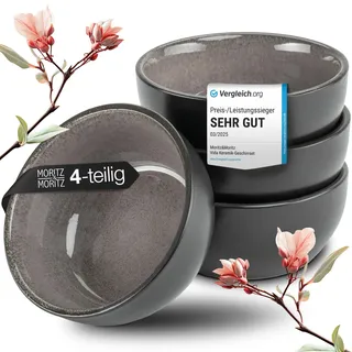 Moritz & Moritz VIDA 4x Miso Schüssel Set 12 cm Ø - Japanisches Geschirr Set aus Keramik für Miso Suppe, Dip und Snacks