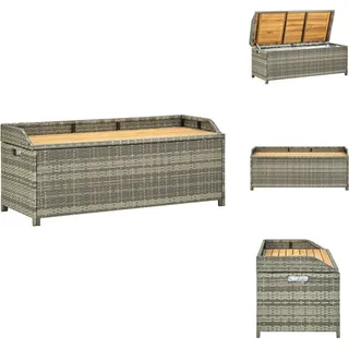vidaXL Gartenbank mit Stauraum 120 cm Poly Rattan Grau - Gartenbänke - Grau