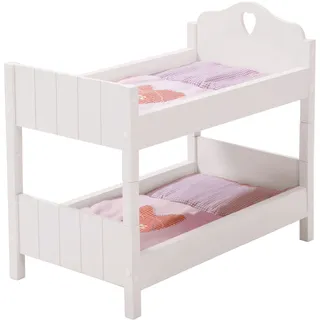 roba Puppenetagenbett 'Fienchen', Puppenbett teilbar, weiß lackiert, inkl. textiler Ausstattung