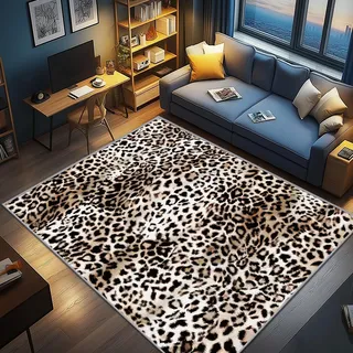 AevuCub Leopardenmuster Deko, Tiermuster Teppich 240x340 Kurzflor, Großer Teppich Wohnzimmer Modern Leopard Print, Weich rutschfest Waschbare Teppiche, Bettvorleger Schlafzimmer Kinderzimmer