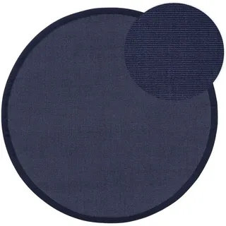 benuta Nest Sisalteppich Sana Blau ø 250 cm rund , Textil , Beton Optik , Rund , 250x250 cm , Gots , für Fußbodenheizung geeignet , Teppiche und Böden, Teppiche