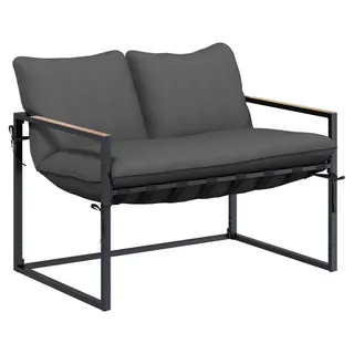 vidaXL Gartensofa-set Schwarz und Anthrazit Stahl - Schwarz