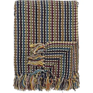 Bloomingville Lazzario Plaid 130 x 160 cm Blau/Mehrfarbig