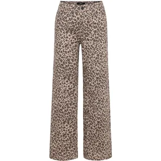 Boyfriend-Hose ZERO "Leo-Hose mit weitem Bein", Damen, Gr. 36, EURO, beige (beige, braun), Obermaterial: 26% Polyester PES. 3% Elasthan EL. 71% Baumwolle CO., Hosen Boyfriend-Hose