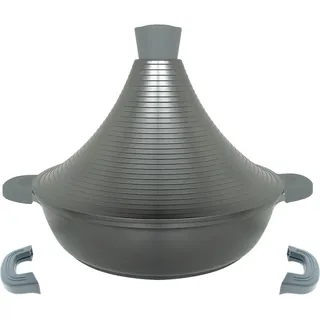Aluguss Tajine Tagine Ø28cm Induktion Silikongriffe Gartopf Dampfgarer Bräte Grau - Grau