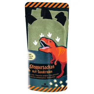 Moses Unisex Kinder Dino Stoppersocken Mit Krallen, Dinosaurier Kindersocken Nachtleuchtenden Stoppern, Rutschfeste ABS-Socken Für Passend Jungen Und Mädchen Schuhgröße 26-42, Grün, 26 EU