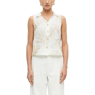 s.Oliver Damen Bluse – ärmellos, Stickerei, Umlegekragen