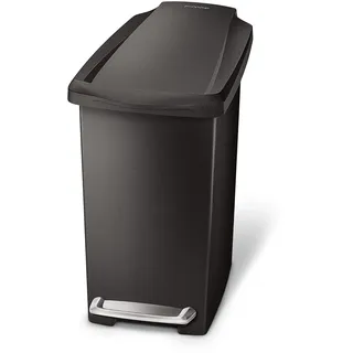 simplehuman CW1329 10 Liter, schmaler Treteimer, kleiner Mülleimer Bad Badezimmer Büro Schlafzimmer, schwarzer Kunststoff, 5 Jahre Garantie
