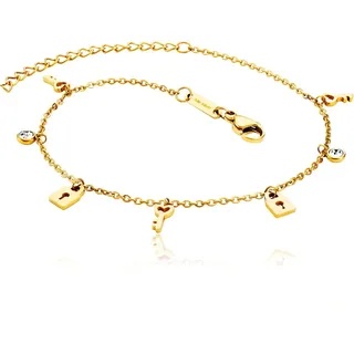 Julie Julsen JJAC29212G Damen Fußkettchen Schlüssel & Symbole Gold 26 cm