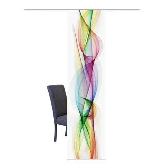 HOME WOHNIDEEN 84091 | Schiebegardine BOLGE, blickdichter Dekostoff, mit abstraktem Wellen-Motiv, 245x60cm, Farbe: Grau oder Multicolor, Farbe:Multicolor