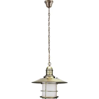 Hängelampe Maritim Jugendstil bronze Satiniertes Glas Metall Pendelleuchte Wohnzimmer Esstisch - Bronze