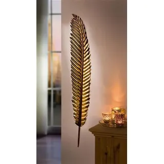 Wandhänger "Feder" aus Metall, gold, 99 cm hoch, Wandschmuck, Dekohänger - Gold