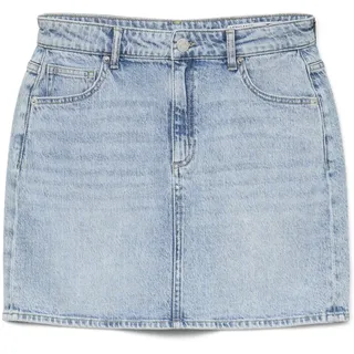 VERO MODA Rock Mini Denim Jeansrock Hoher Bund Knopfleiste Taschen Minirock, Farben:Hellblau, Größe:XS