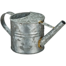 Bild Gießkanne, 1,3 Liter, für Zimmerpflanzen, Dekogießkanne Trockenblumen, Vintage, verzinktes Metall, Silber