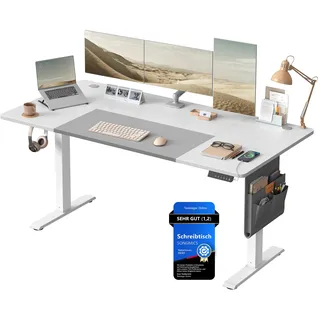 Songmics Schreibtisch Höhenverstellbar wolkenweiß-Taubengrau