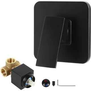 Armatur Unterputz,CEIEVER Unterputz Brausebatterie mit Schraube und Schlüssel Dusche Bad Unterputz Messing Duscharmatur Fertigmontageset Wasserhahn Einhebelmischer Unterputz für Dusche (Schwarz)