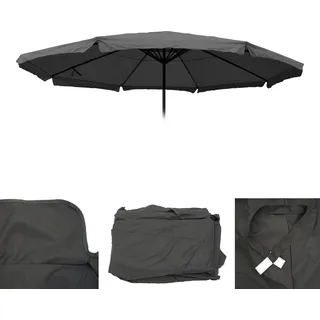 Ersatz-Bezug für Sonnenschirm Meran Pro, Gastronomie Marktschirm mit Volant Ø 5m, Polyester anthrazit - Grau