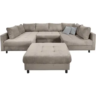 Collection AB Wohnlandschaft Polyester U-Form 3-Sitzer taupe